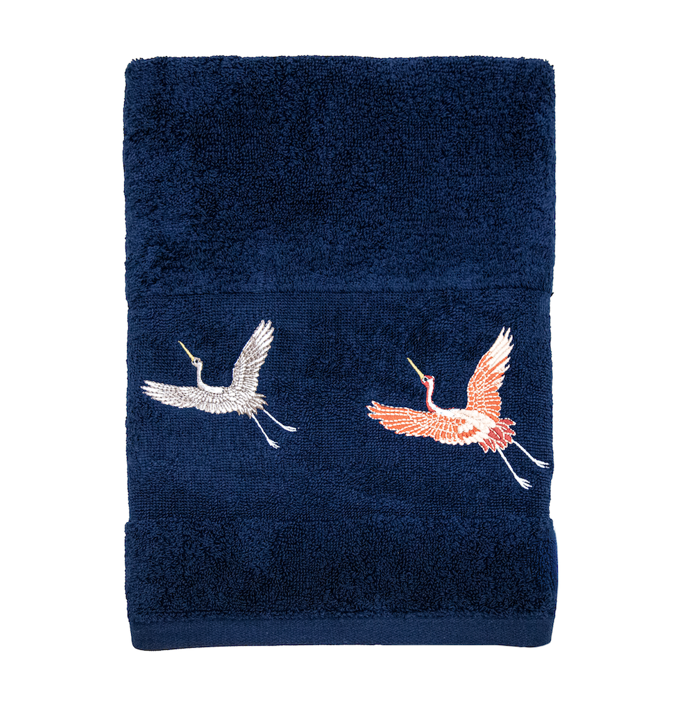 Furisode with a Myriad of Flying Cranes- Saks Mavisi El Yüz Havlusu